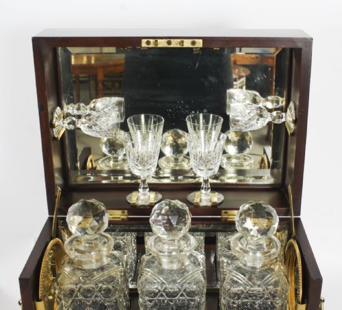 fig 10. Antique Victorian Three Bottle Tantalus & Games Compendium 19th Century