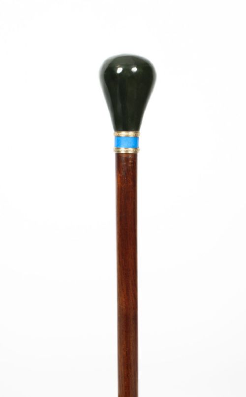 fig 2. Antique Russian Silver Gilt & Jade Enamel Walking Stick Cane 19th Century 92cm-36 inch