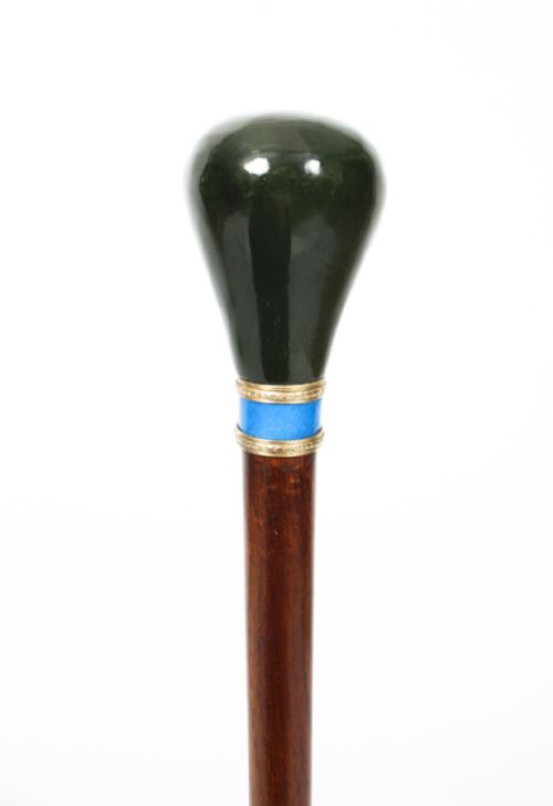 fig 3. Antique Russian Silver Gilt & Jade Enamel Walking Stick Cane 19th Century 92cm-36 inch