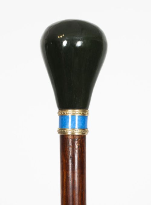 fig 4. Antique Russian Silver Gilt & Jade Enamel Walking Stick Cane 19th Century 92cm-36 inch