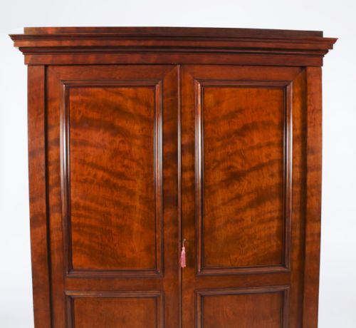 fig 3. Antique English George IV Flame Mahogany Wardrobe Circa 1820 19th Century