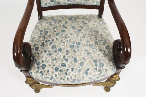 fig 7. Antique Pair Ormolu Mounted Armchairs Empire Revival C1870 19th C
