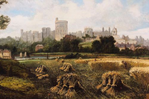 fig 2. Antique Oil Painting Windsor Castle by Alfred H.Vickers Early 19th C