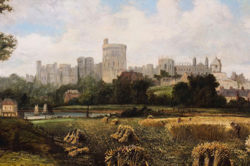 fig 3. Antique Oil Painting Windsor Castle by Alfred H.Vickers Early 19th C