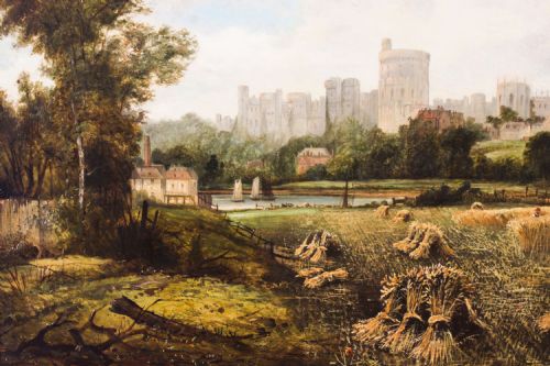 fig 5. Antique Oil Painting Windsor Castle by Alfred H.Vickers Early 19th C