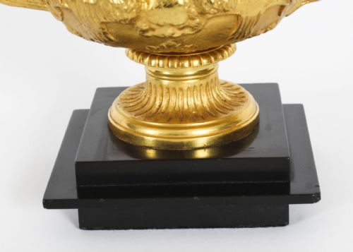 fig 2. Antique Pair Italian Grand Tour Gilt Bronze Warwick Vases Urns 19th C