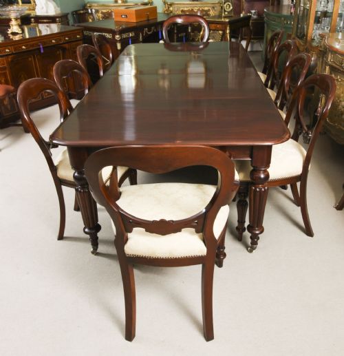 fig 2. Antique William IV Extending Dining Table 19th C & 10 Balloon Back chairs