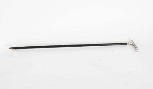 fig 2. Antique Oriental Silver Handle Walking Stick Cane 19th C 77cm/30inches