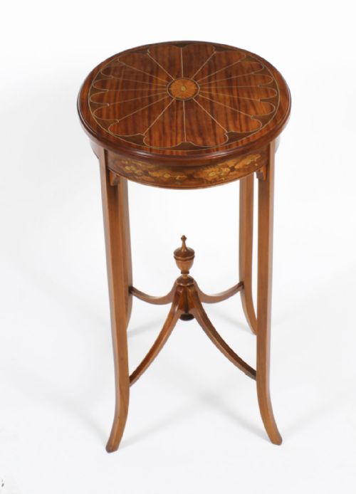 fig 6. Antique Marquetry Shell Inlaid Oval Satin wood Occasional Table 19th C