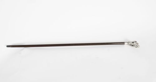 fig 1. Antique Dogs Head Sliver Handled Walking Stick Cane 19thC 96cm/38 inch