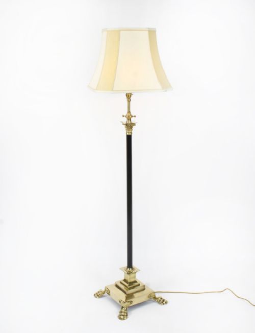 Antique Victorian Brass Corinthian Column Standard Lamp Late 19th C