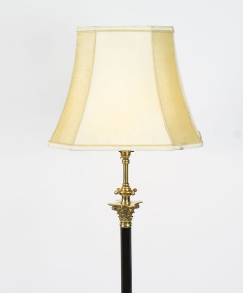 fig 1. Antique Victorian Brass Corinthian Column Standard Lamp Late 19th C