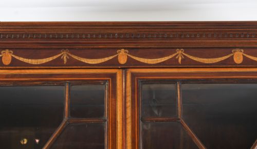 fig 2. Antique Marquetry Inlaid Bookcase 19th C