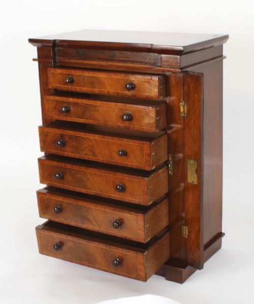 fig 1. Antique Victorian Collectors Cabinet Wellington Chest 19th Century
