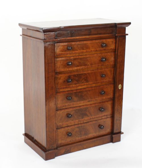 fig 2. Antique Victorian Collectors Cabinet Wellington Chest 19th Century