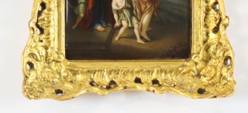 ANTIQUE PORCELAIN PLAQUE IN GILDED FRAME OF ABRAHAM19TH C - ADDITIONAL PHOTO 4