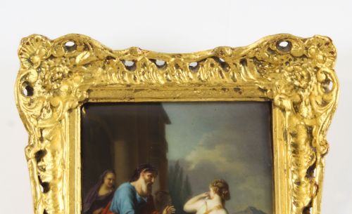 ANTIQUE PORCELAIN PLAQUE IN GILDED FRAME OF ABRAHAM19TH C - ADDITIONAL PHOTO 5