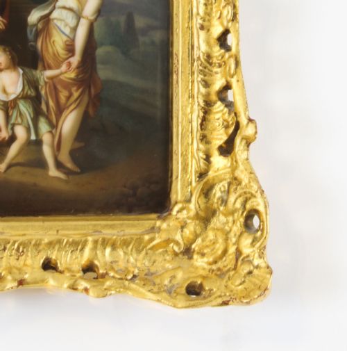 ANTIQUE PORCELAIN PLAQUE IN GILDED FRAME OF ABRAHAM19TH C - ADDITIONAL PHOTO 6
