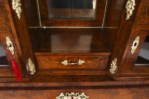 fig 3. Antique Victorian Burr Walnut Marquetry & Ormolu Bonheur de Jour Bureau 19th C