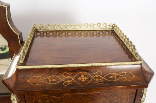 fig 5. Antique Victorian Burr Walnut Marquetry & Ormolu Bonheur de Jour Bureau 19th C
