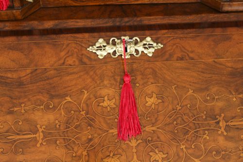 fig 7. Antique Victorian Burr Walnut Marquetry & Ormolu Bonheur de Jour Bureau 19th C