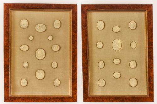 Antique Pair Framed Sets Grand Tour Intaglios 19th C