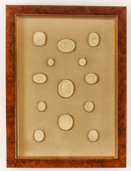 fig 1. Antique Pair Framed Sets Grand Tour Intaglios 19th C