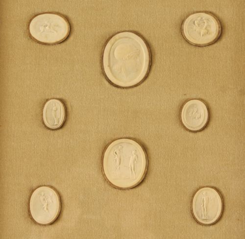 fig 4. Antique Pair Framed Sets Grand Tour Intaglios 19th C