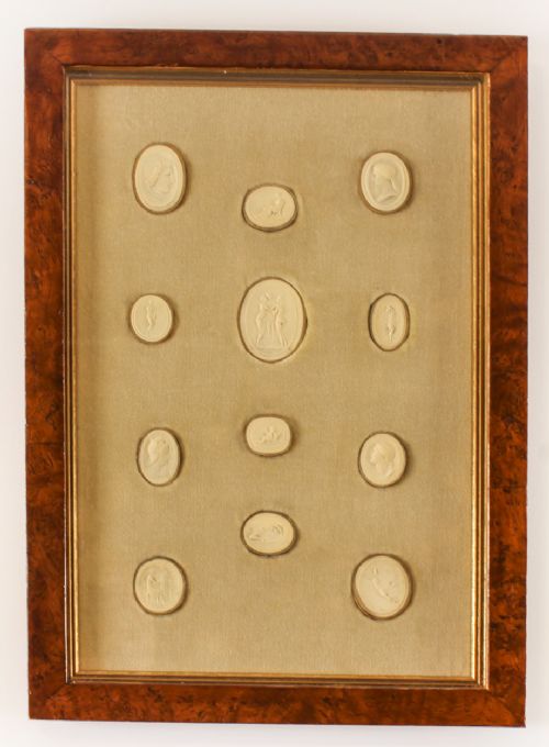 fig 6. Antique Pair Framed Sets Grand Tour Intaglios 19th C