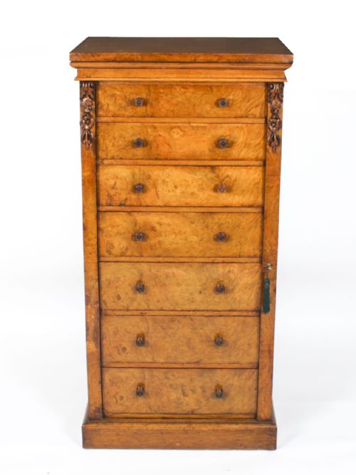 fig 1. Antique Victorian Pollard Oak Wellington Chest by Edwards & Roberts 19th C