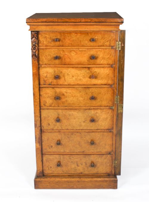 fig 3. Antique Victorian Pollard Oak Wellington Chest by Edwards & Roberts 19th C