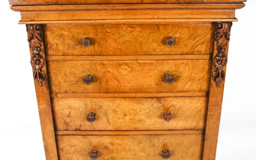 fig 4. Antique Victorian Pollard Oak Wellington Chest by Edwards & Roberts 19th C