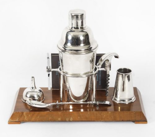 fig 1. Antique Art Deco Silver Plated Cocktail Shaker Set Herbert Jenkins C1920