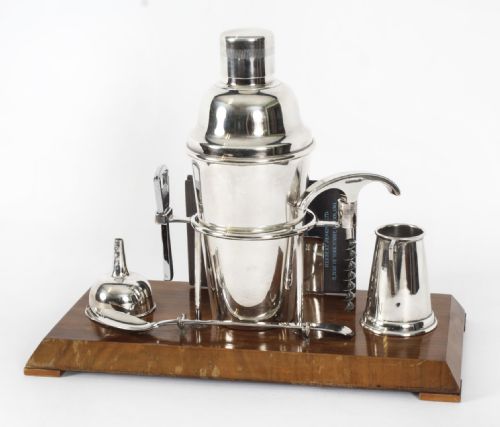 fig 2. Antique Art Deco Silver Plated Cocktail Shaker Set Herbert Jenkins C1920
