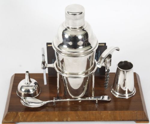 fig 3. Antique Art Deco Silver Plated Cocktail Shaker Set Herbert Jenkins C1920