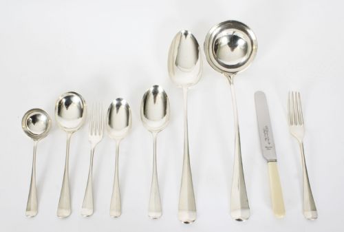 fig 4. Antique Sterling Silver Canteen x 12 Hanoverian Pattern Cutlery Sheffield 1933