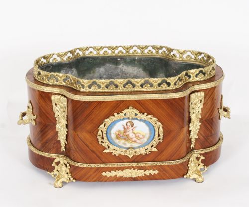 fig 1. Antique French Sevres Porcelain Ormolu Mounted Planter Jardiniere 19th Century