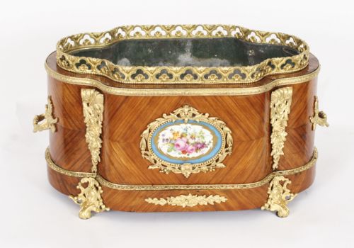 fig 6. Antique French Sevres Porcelain Ormolu Mounted Planter Jardiniere 19th Century