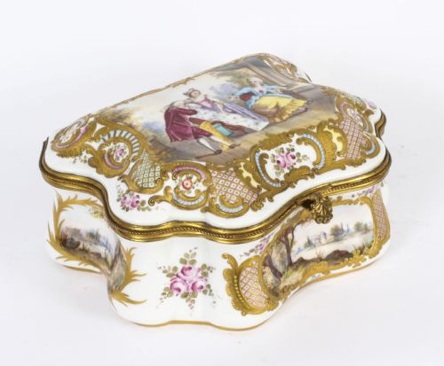 Antique Large French Sevres Porcelain Casket C1860 19th C