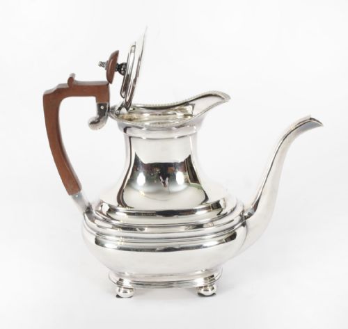 fig 1. Antique English Georgian Revival Silver Plate Tea Service 20th Century