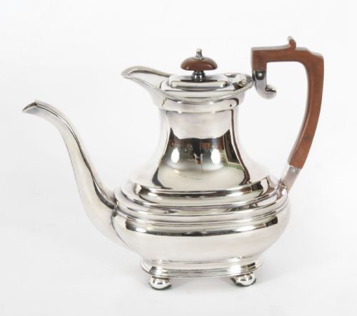 fig 2. Antique English Georgian Revival Silver Plate Tea Service 20th Century