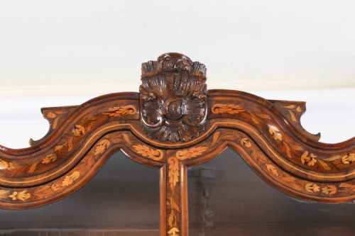 fig 2. Antique Dutch Marquetry Inlaid Walnut Display Cabinet Vitrine 18th C