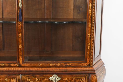 fig 7. Antique Dutch Marquetry Inlaid Walnut Display Cabinet Vitrine 18th C