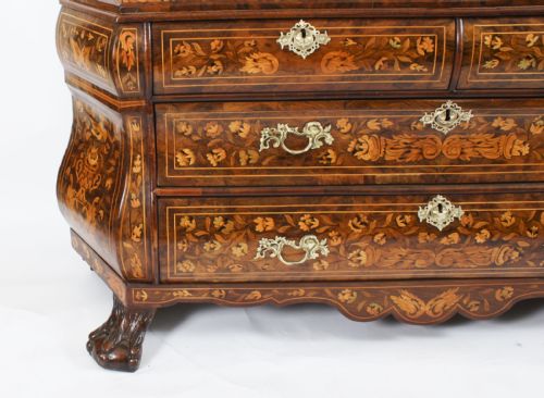 fig 8. Antique Dutch Marquetry Inlaid Walnut Display Cabinet Vitrine 18th C