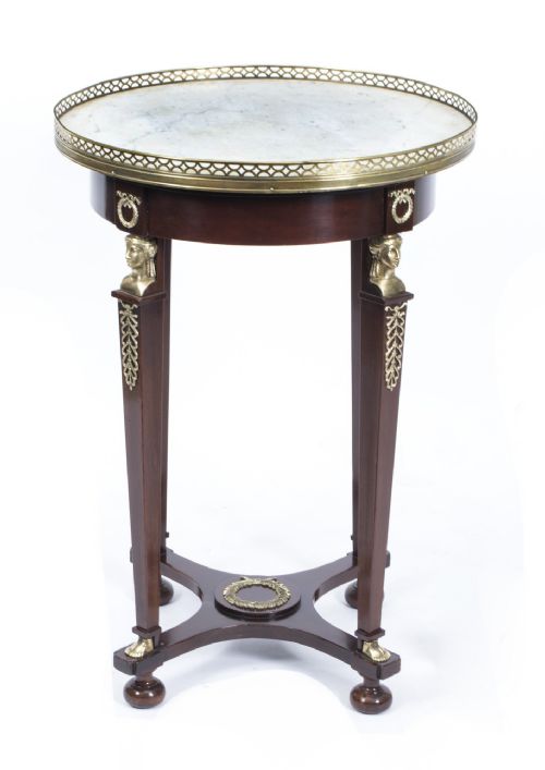 fig 3. Antique French Empire Marble & Ormolu Occasional Table c.1830