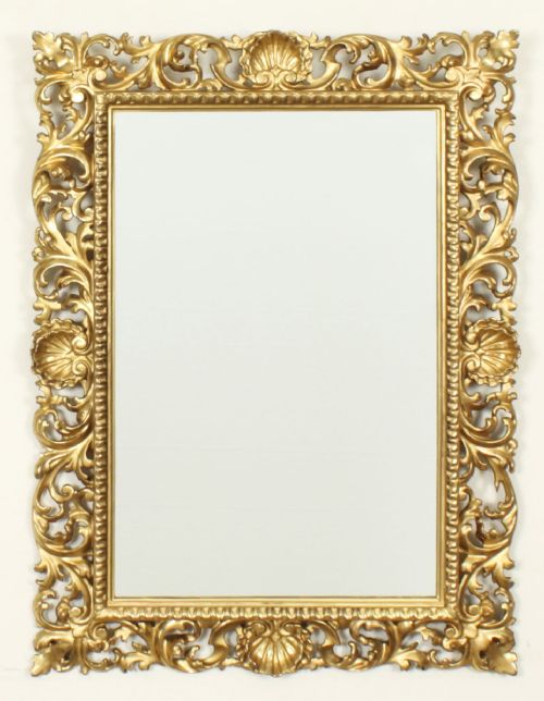 Antique Italian Giltwood Florentine Overmantle Mirror 19th Century 83 X 61cm