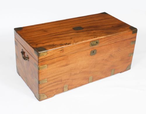 Antique Military Campaign Camphorwood Trunk Coffer 19th C