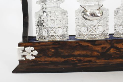 fig 4. Antique Betjemann’s Coromandel Miniature 3 Bottle Tantalus 19th C