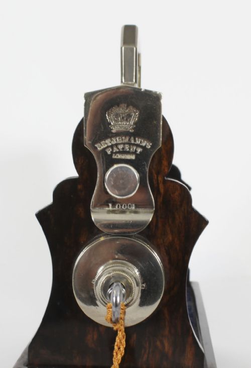 fig 5. Antique Betjemann’s Coromandel Miniature 3 Bottle Tantalus 19th C
