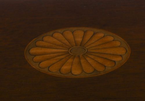 fig 9. Antique Inlaid Flame Mahogany Three Crystal Decanter Tantalus 19th C